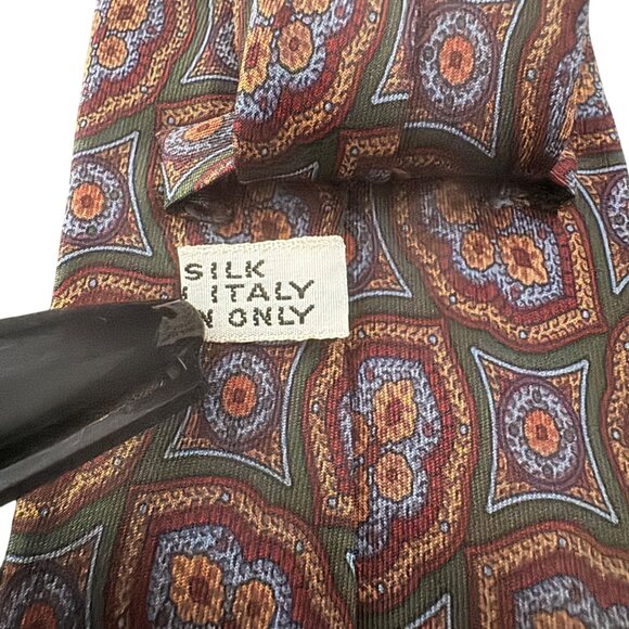 Barneys New York 100% Silk Necktie Made In Italy Floral Geometric Pattern - Picture 5 of 7